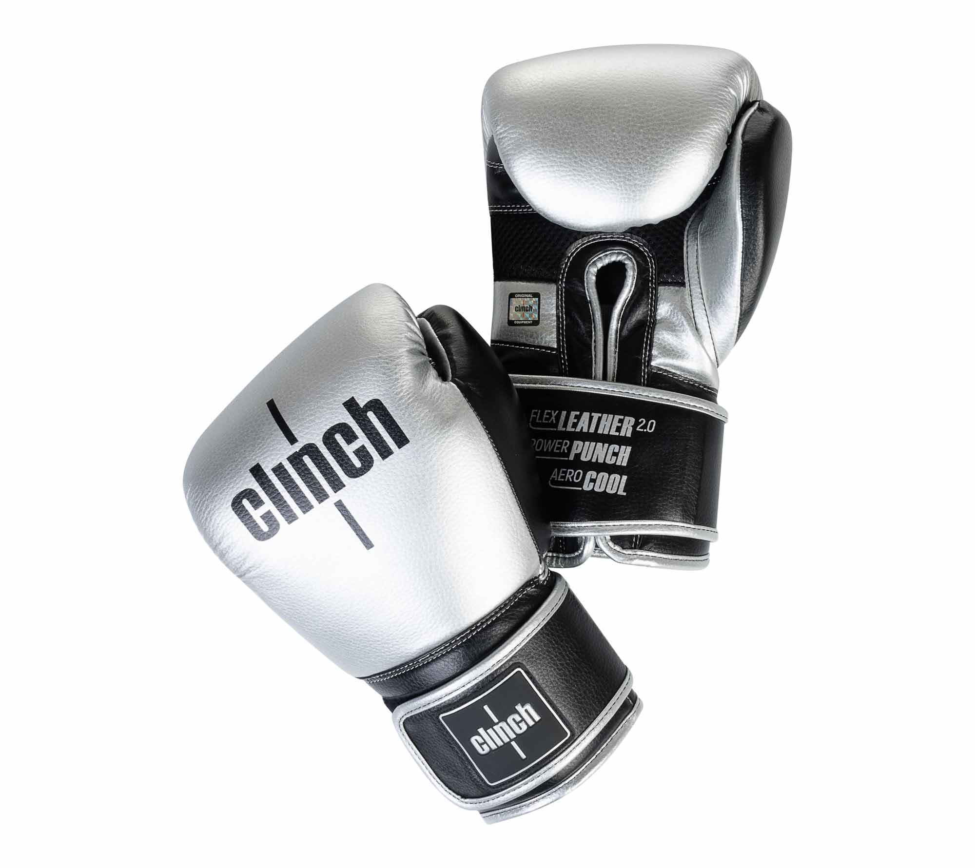 Перчатки боксёрские Clinch Punch 2.0 серебристо-чёрные, 10 унций, 1 пара