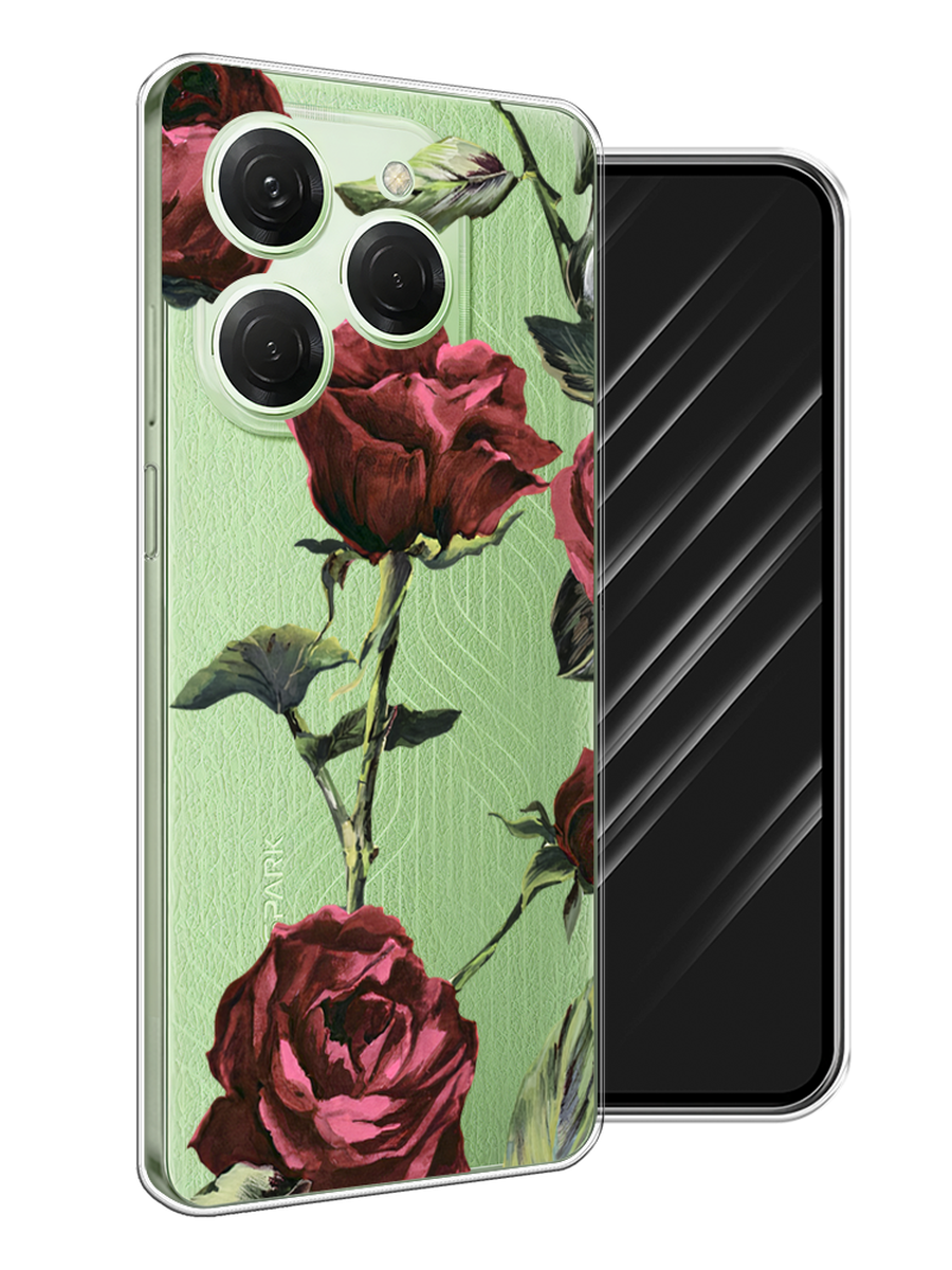 

Чехол Awog на Tecno Spark 20 Pro "Бордовые розы фон", Бордовый, 304850-1