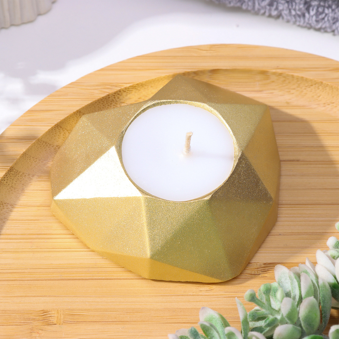 

Дарим Красиво Свеча "Сердце. Мрамор" в подсвечнике из гипса с гранями, 8х7,5х2,5см,золото