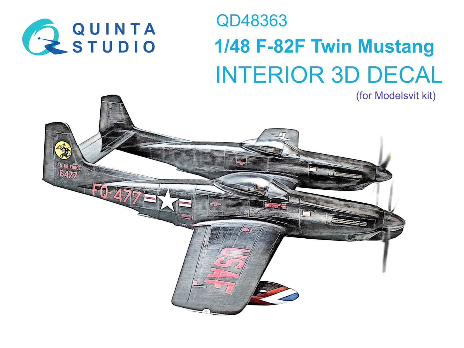 3D Декаль интерьера кабины Quinta Studio 1/48 F-82F Twin Mustang Modelsvit QD48363