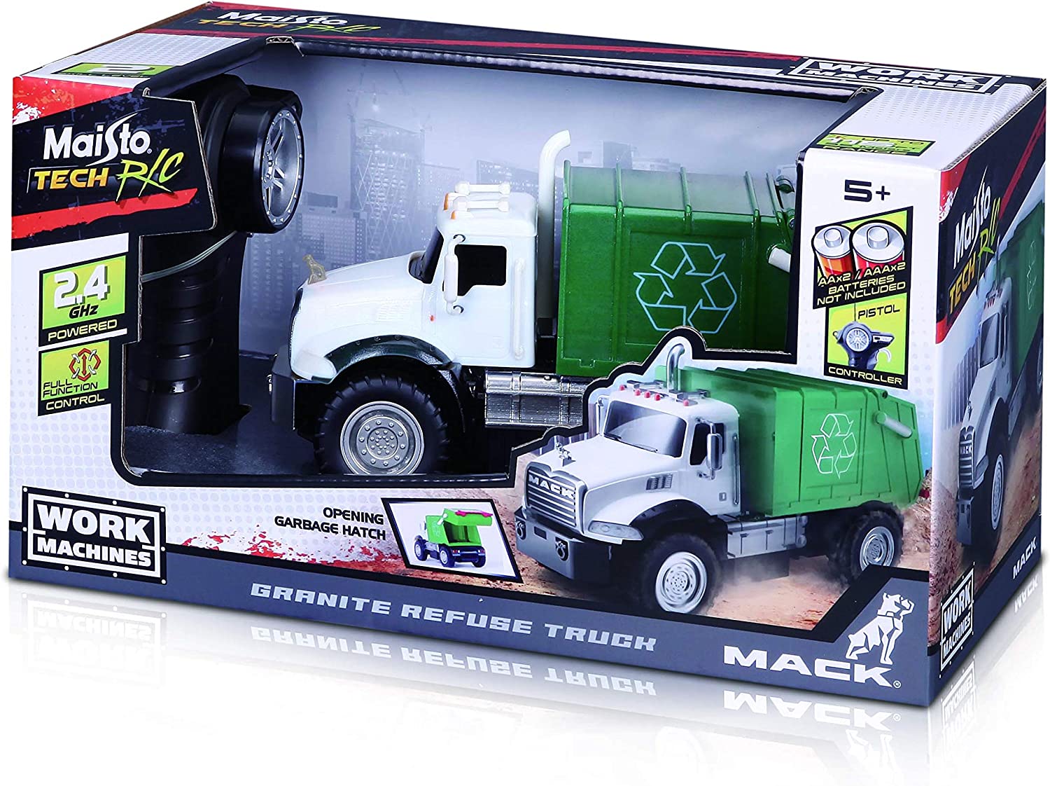 

Машина на радиоуправлении Maisto 82182 Work Machine Mack Granite Refuse Truck, 2.4 GHz