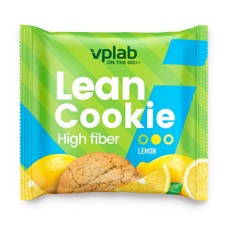 фото Vplab lean cookie high fiber фитнес печенье лемон, 40 г