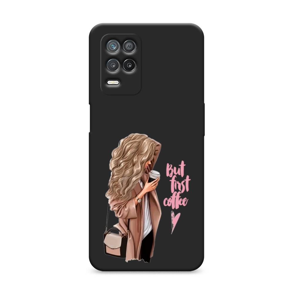 

Матовый силиконовый чехол "Девушка с кофе" на Realme 8 5G, Девушка с кофе
