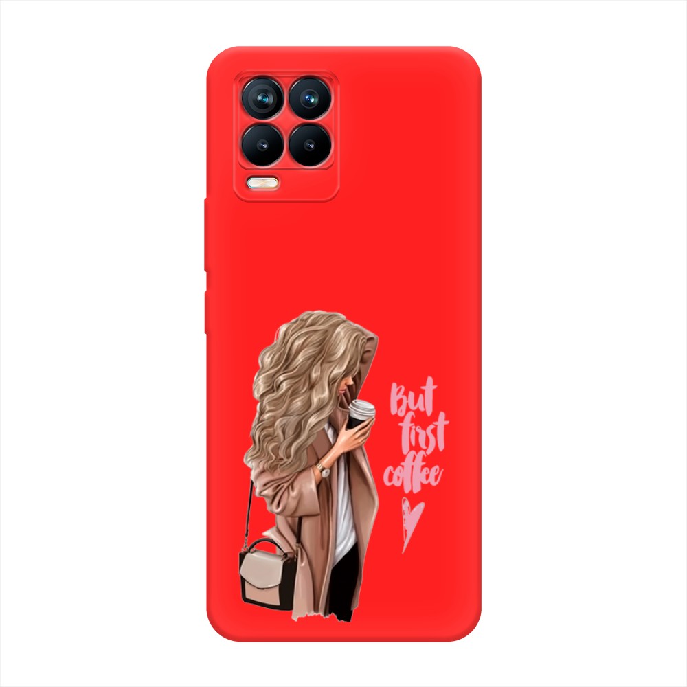 

Матовый силиконовый чехол "Девушка с кофе" на Realme 8 Pro, Девушка с кофе
