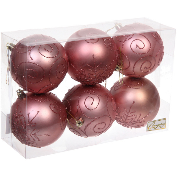 Шар на ель Серпантин Magic wish 201-3184 6 шт. розовый