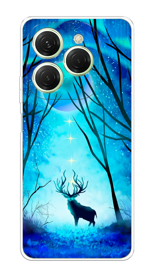 

Чехол на Tecno Spark 20 Pro "Олень северное сияние", Синий;черный;голубой, 304850-1