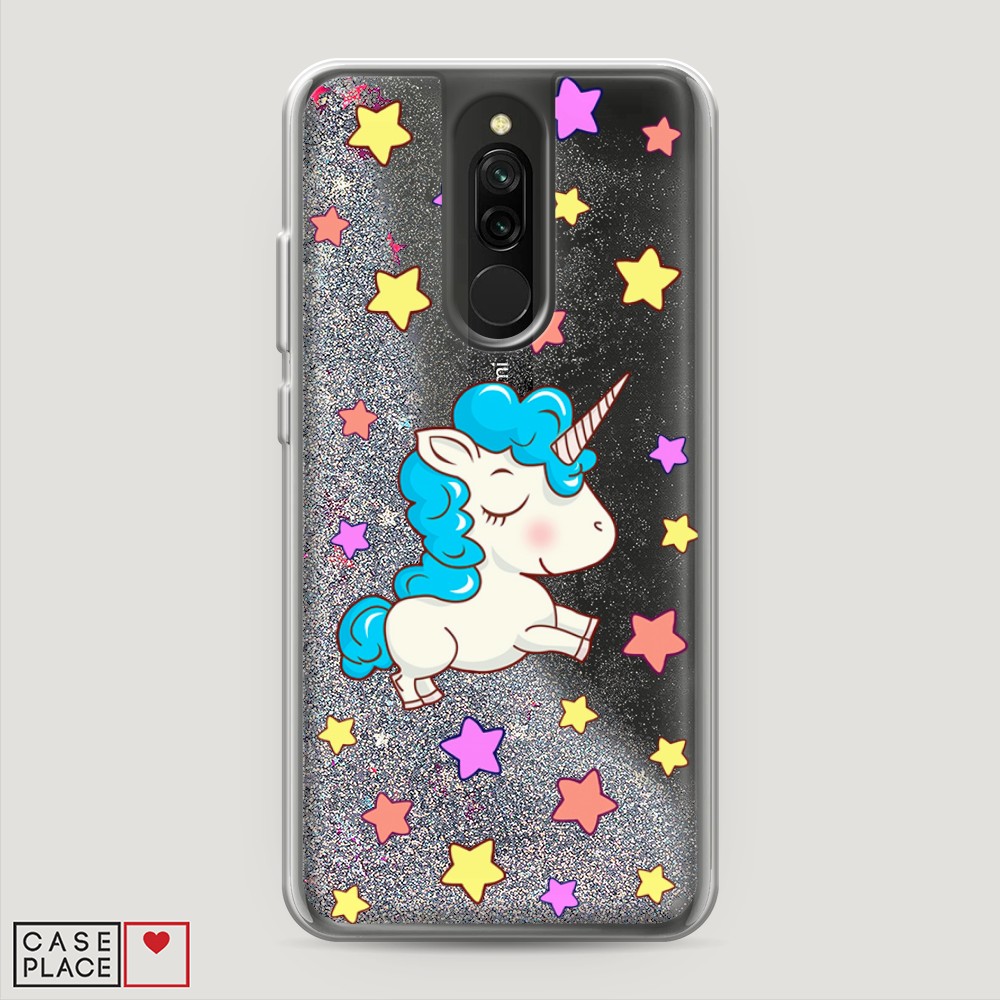 

Жидкий чехол с блестками "Звездный единорог" на Xiaomi Redmi 8, 37191-1