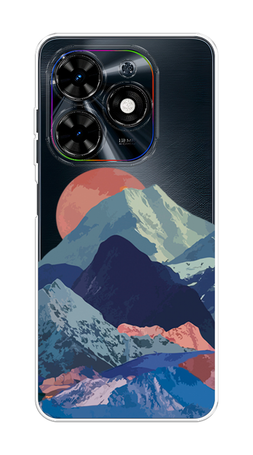 

Чехол на Tecno Spark 20C "Закат в снежных горах", Бордовый;серый;голубой, 304950-1