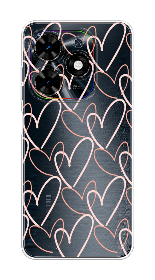 

Чехол на Tecno Spark 20C "Узор из сердечек", Розовый;бежевый, 304950-1