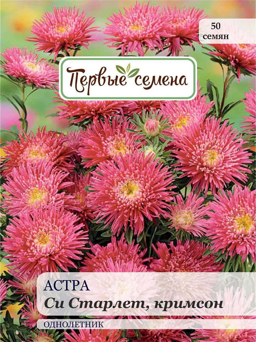 

Семена Первые семена Астра Си Старлет, кримсон, 0,1 г, 034106-1Семена