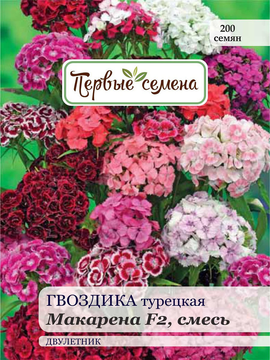 

Семена Первые семена Гвоздика турецкая Макарена F2, смесь, 0,3 г, 023392-1Семена