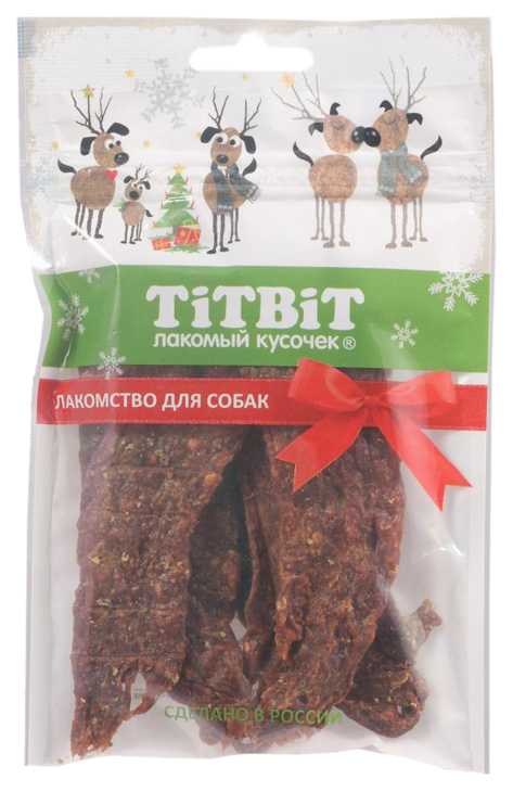 фото Лакомство для собак titbit новогодняя коллекция, кусочки, мясо, 70г