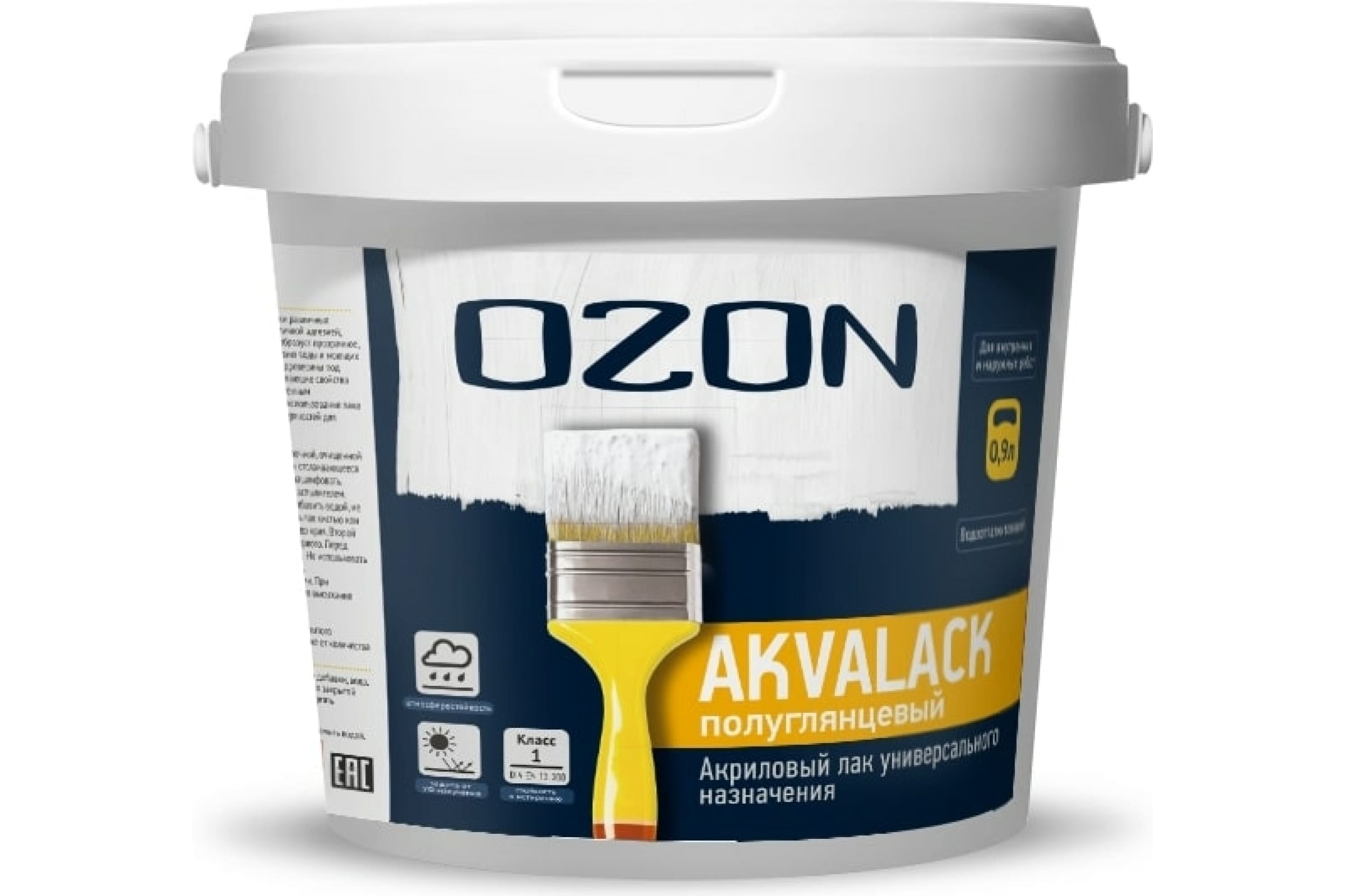 фото Универсальный акриловый лак ozon akvalack 0.9л/0.9кг ал-0,9 ozone