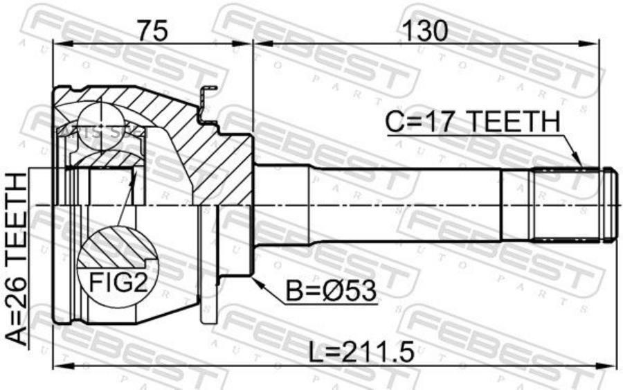 

ШРУС НАРУЖНЫЙ 26X53X17 FEBEST 1010trb
