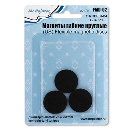 

Mr.Painter Магниты круглые гибкие с клеевым слоем 4 шт. FMD-02, 2.54x2.54 см от Mr.Painte