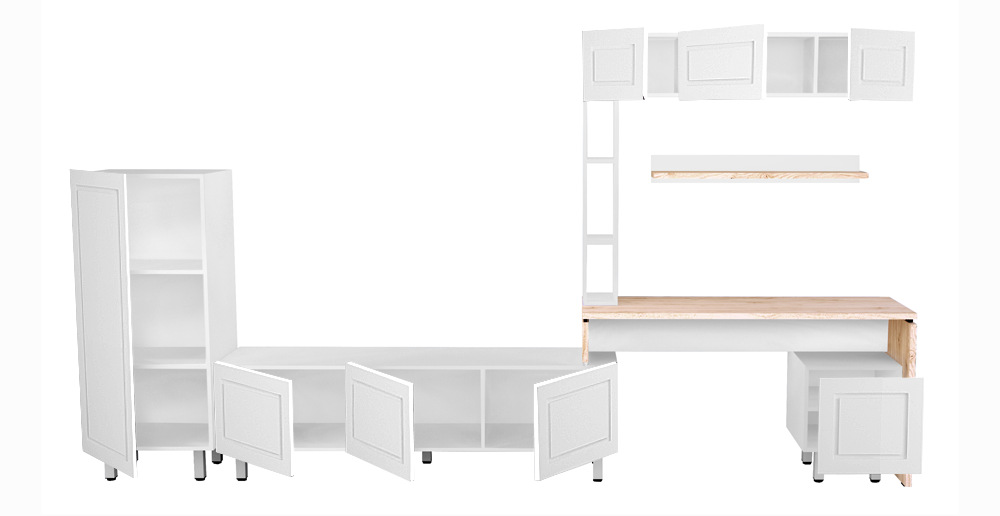

Гостиная SIDAK Home&Office OFFICE белый снег софттач 307,4/345,2х47,3х190, OFFICE