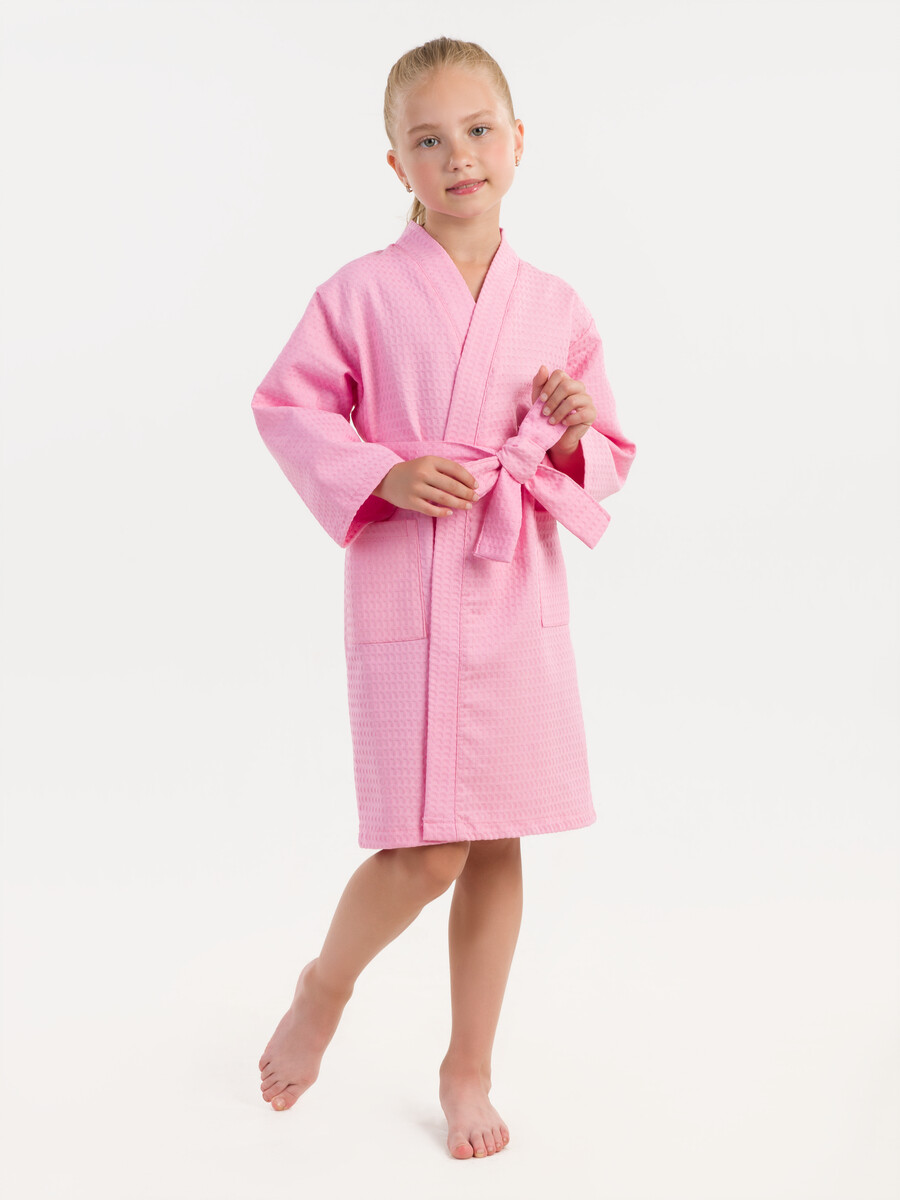 Халат для девочек Bio-Textiles NVKD цв. розовый р. 140 халат вафельный sofi de marko xl эрин розовый