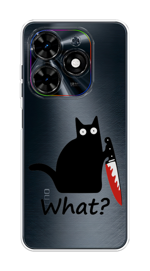 

Чехол на Tecno Spark 20C "Котик с ножом", Черный;красный, 304950-1