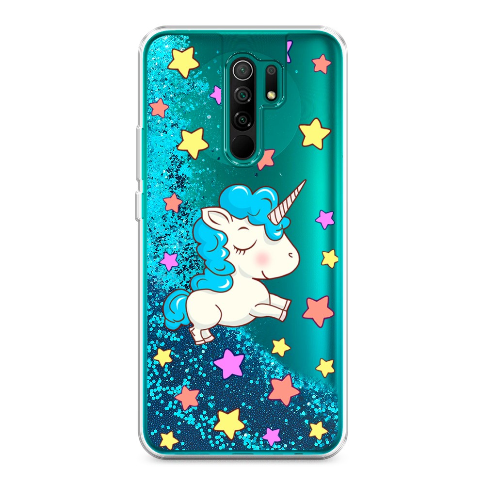 

Жидкий чехол с блестками "Звездный единорог" на Xiaomi Redmi 9, 38393-1