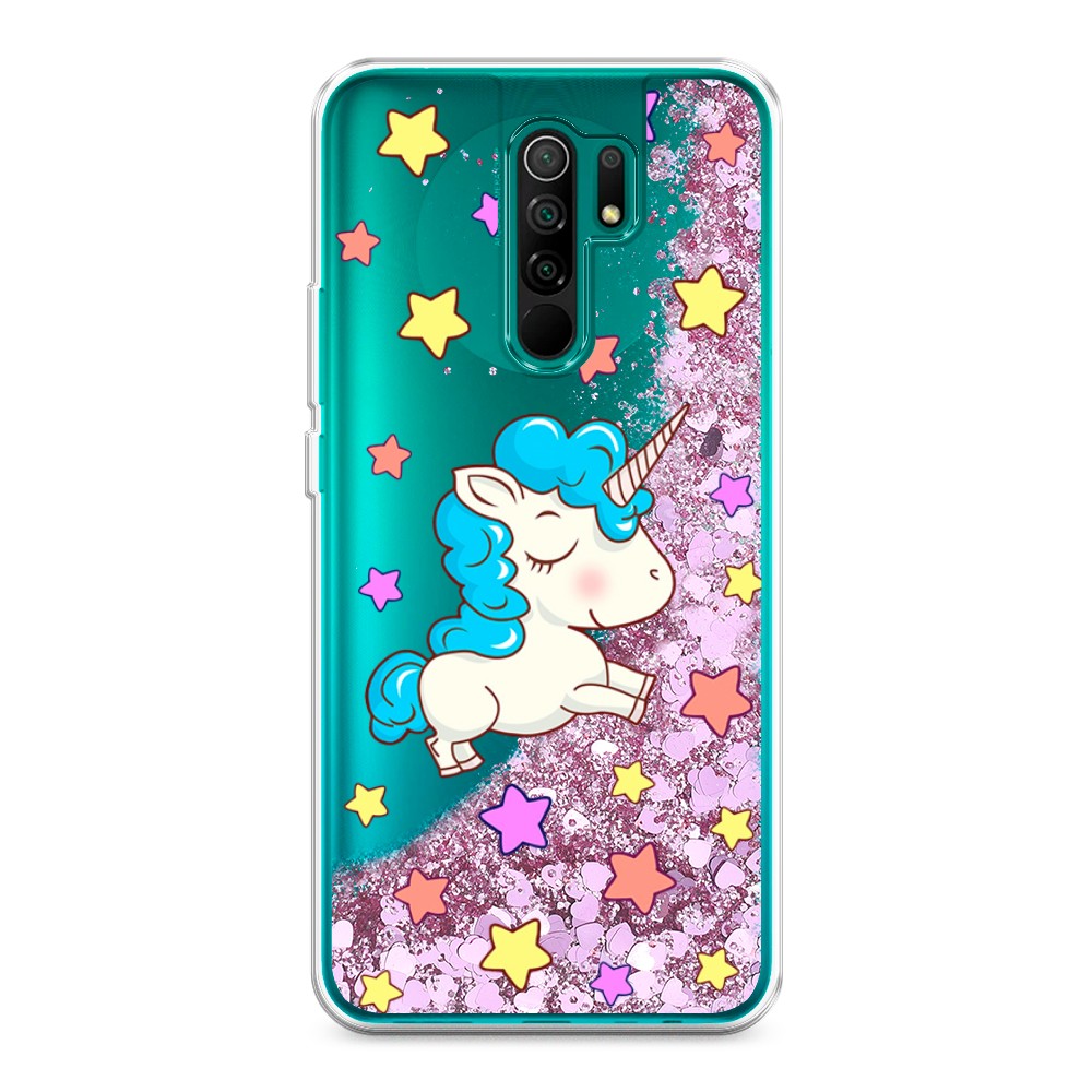 

Жидкий чехол с блестками "Звездный единорог" на Xiaomi Redmi 9, 38394-1