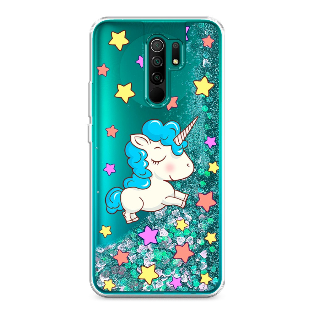 

Жидкий чехол с блестками "Звездный единорог" на Xiaomi Redmi 9, 38395-1