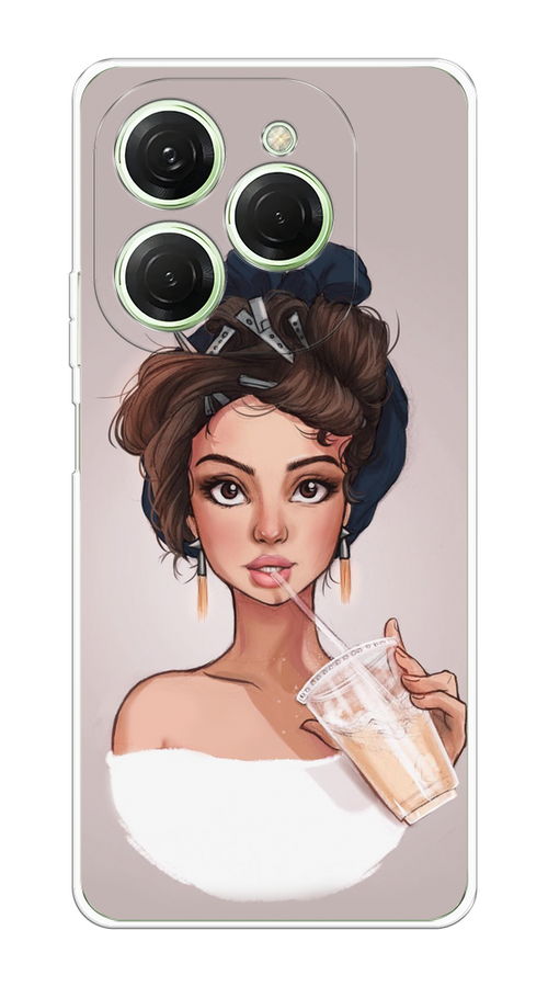 

Чехол на Tecno Spark 20 Pro "Девушка с фраппе", Серый, 304850-1