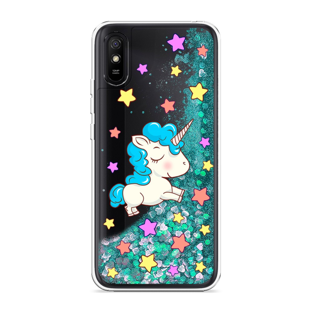 

Жидкий чехол с блестками "Звездный единорог" на Xiaomi Redmi 9A