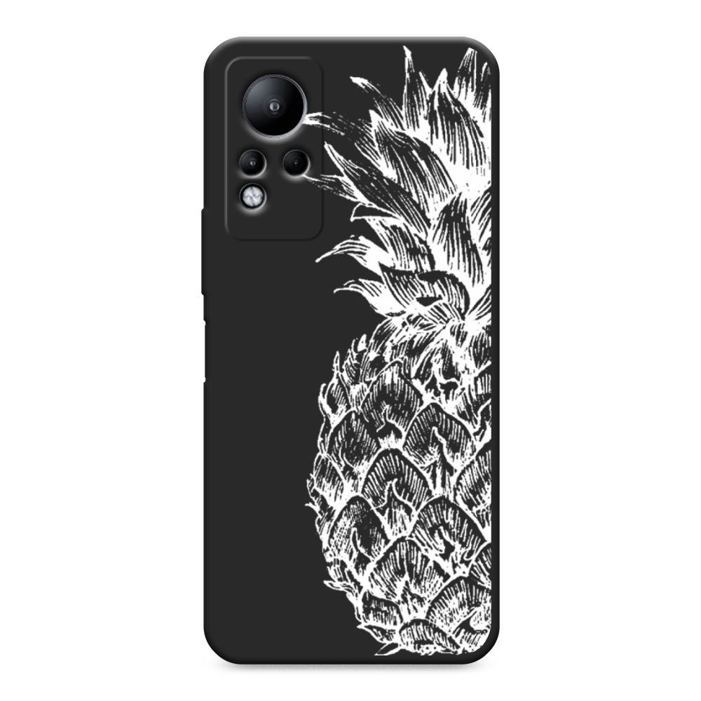 фото Матовый силиконовый чехол "ананас графика белая" на infinix note 11 awog