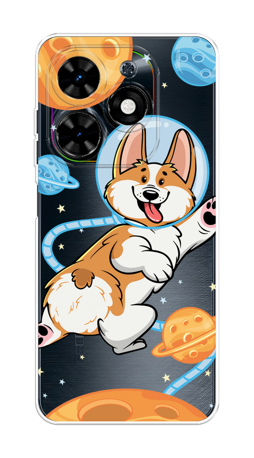 

Чехол на Tecno Spark 20C "Корги-космонавт", Голубой;бежевый;белый, 304950-1