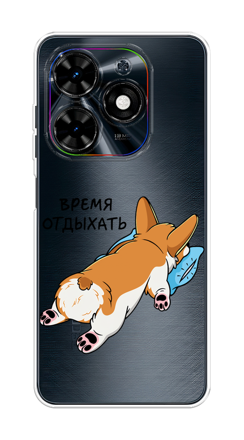 

Чехол на Tecno Spark 20C "Корги отдыхает", Черный;коричневый;голубой, 304950-1