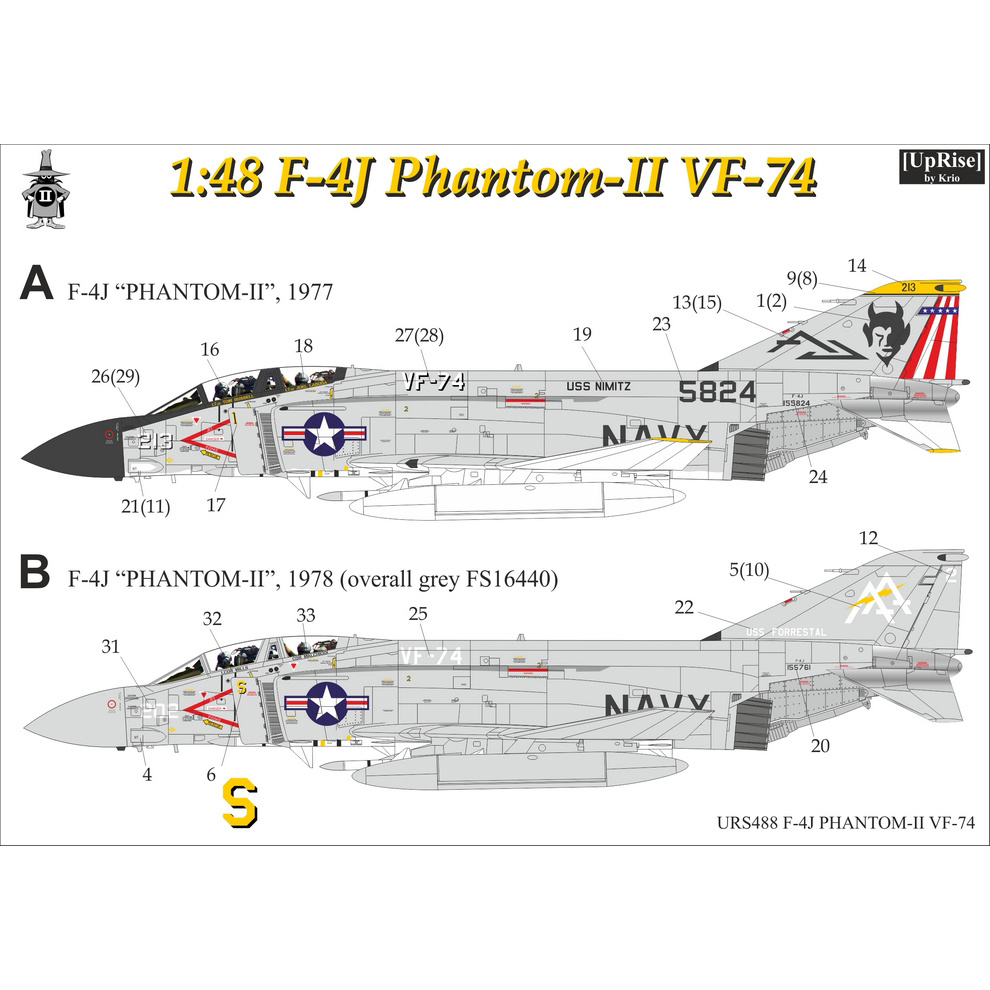 URS488 Декали для F-4J Phantom-II VF-74