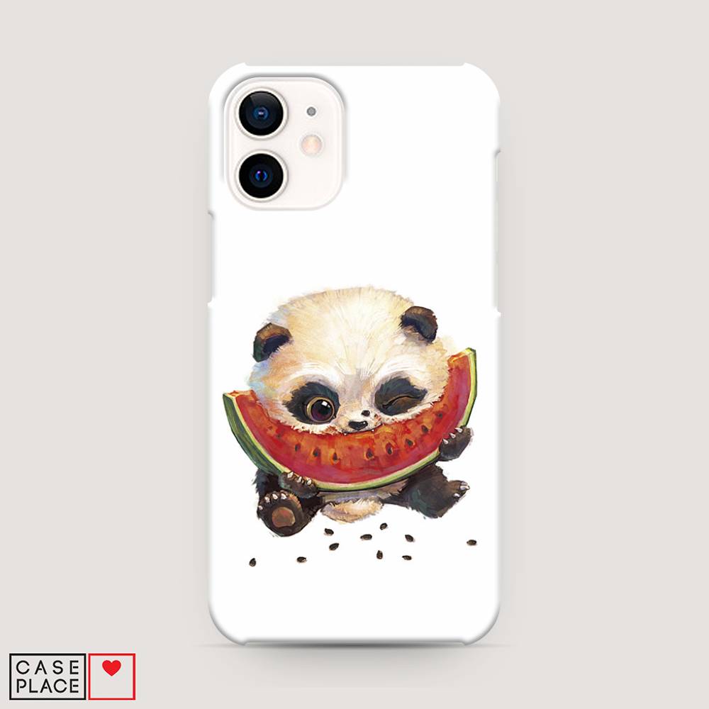 

Пластиковый чехол "Малыш панды с арбузом" на Apple iPhone 12 mini, 12620-1