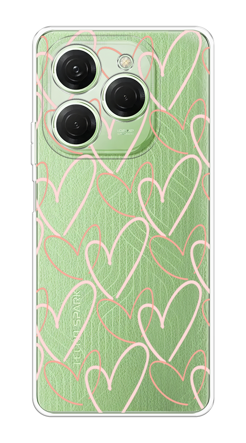 

Чехол на Tecno Spark 20 Pro "Узор из сердечек", Розовый;бежевый, 304850-1