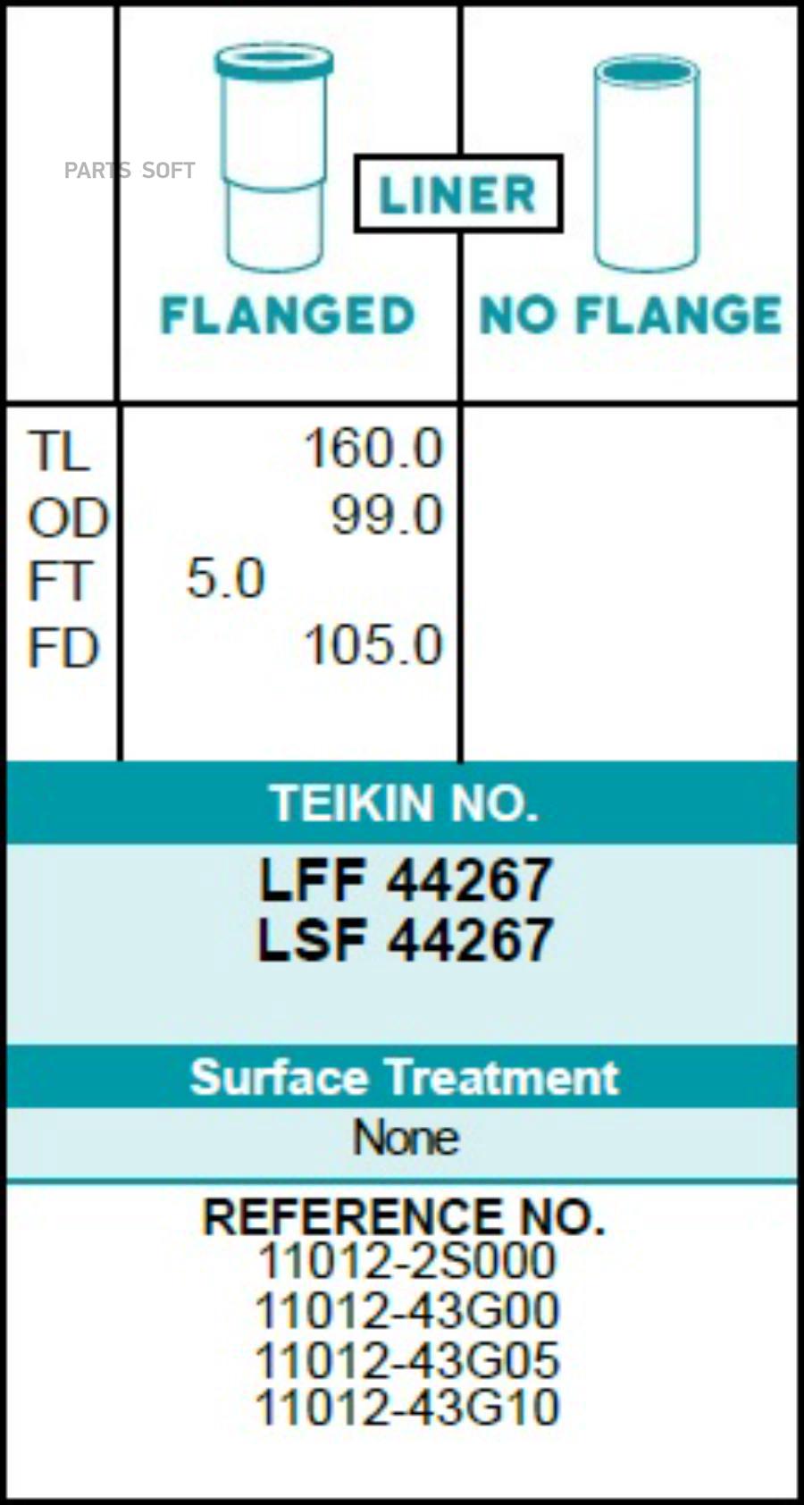 Гильза Блока Цилиндров Штупак Хонингованная TEIKIN LFF44267