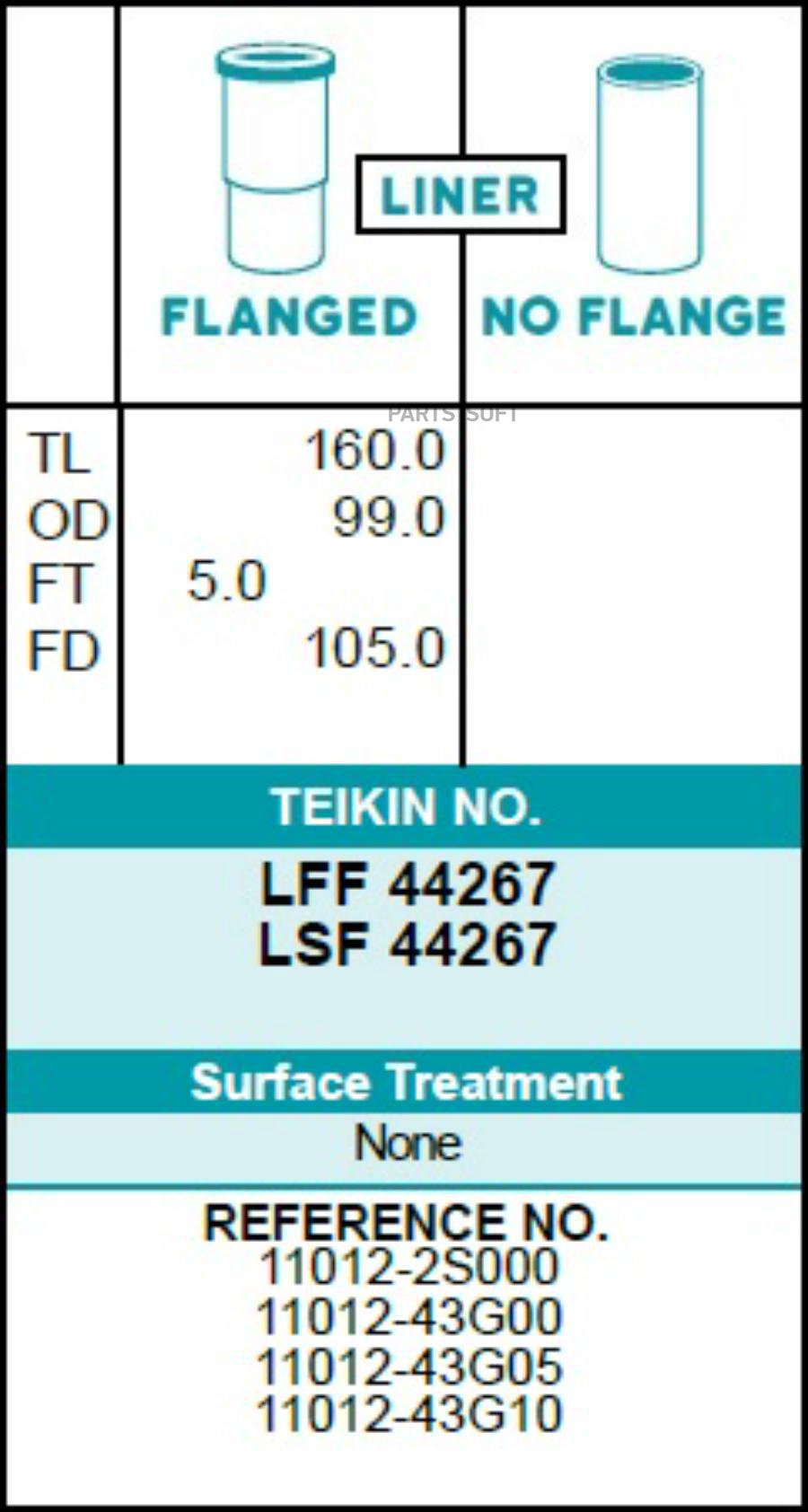 Гильза Блока Цилиндров Штупак Хонингованная TEIKIN LFF44267