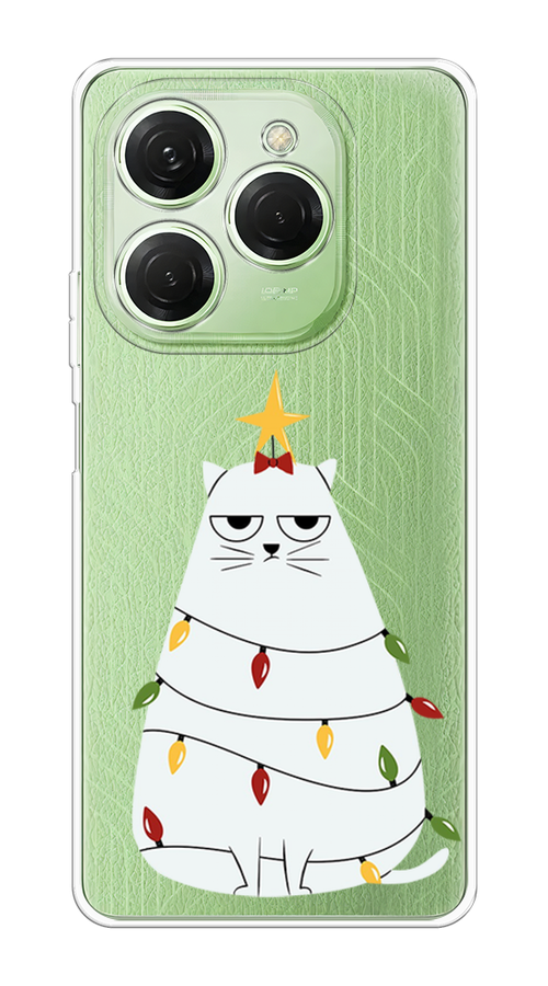 

Чехол на Tecno Spark 20 Pro "Котик в гирлянде", Белый;красный;желтый, 304850-1