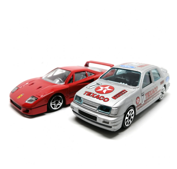 Модель Ferrari F40 Ford Sierra масштаба 1:43, металл NoBrand красный,  серый