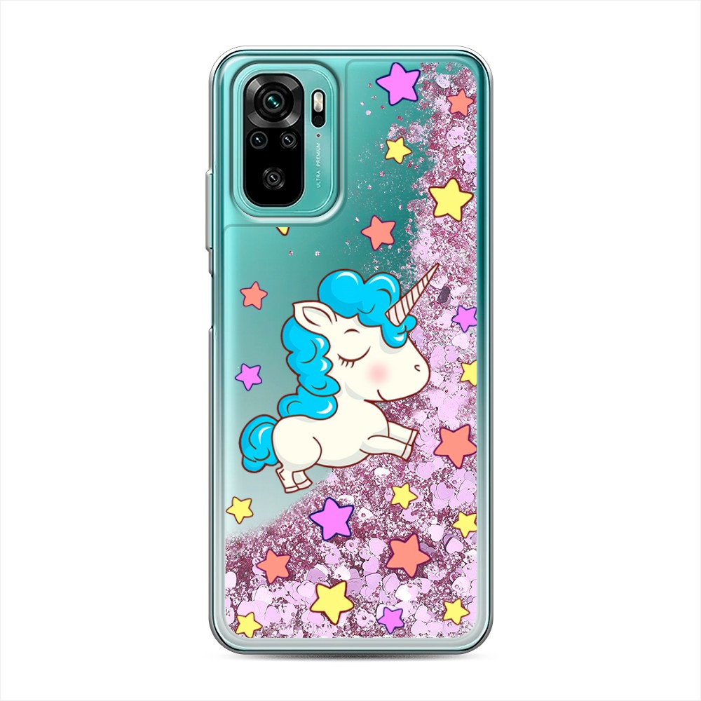 

Жидкий чехол с блестками "Звездный единорог" на Xiaomi Redmi Note 10S