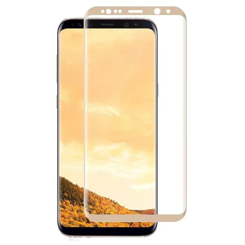 

Защитное стекло на Samsung Galaxy S8, с загибом, золотой, X-CASE