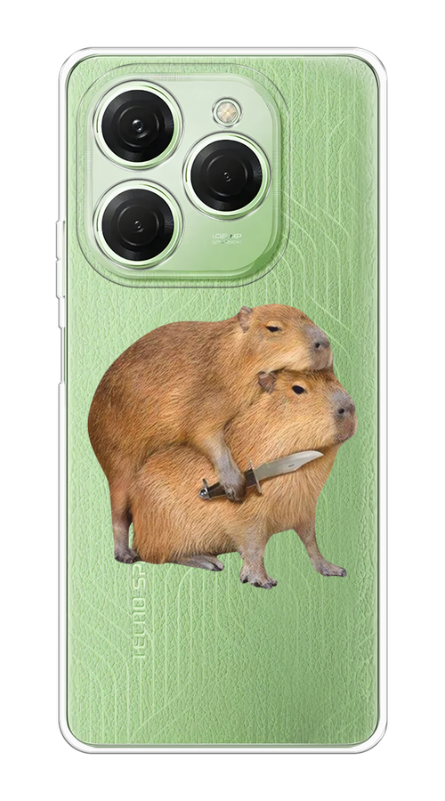 

Чехол на Tecno Spark 20 Pro "Капибара с ножом", Бежевый, 304850-1