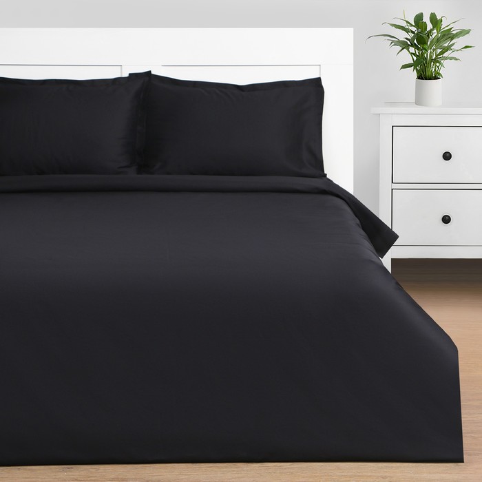 

КПБ Этель 2 сп Jet black 175x215, 200x215, 50x70+3-2 шт, мако-сатин, 114г/м2, Серая гавань