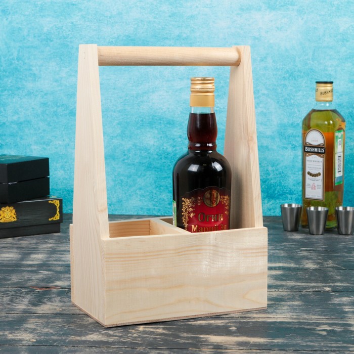 

Ящик для бутылок Sima-land 21x11,5x30,5 см, переноска, с деревянной ручкой, натуральная (3