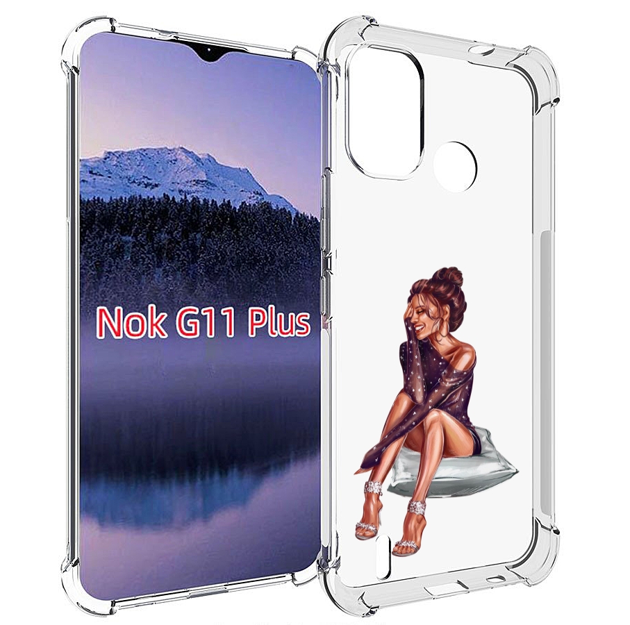 

Чехол MyPads Девушка-на-подушке женский для Nokia G11 Plus, Прозрачный, Tocco