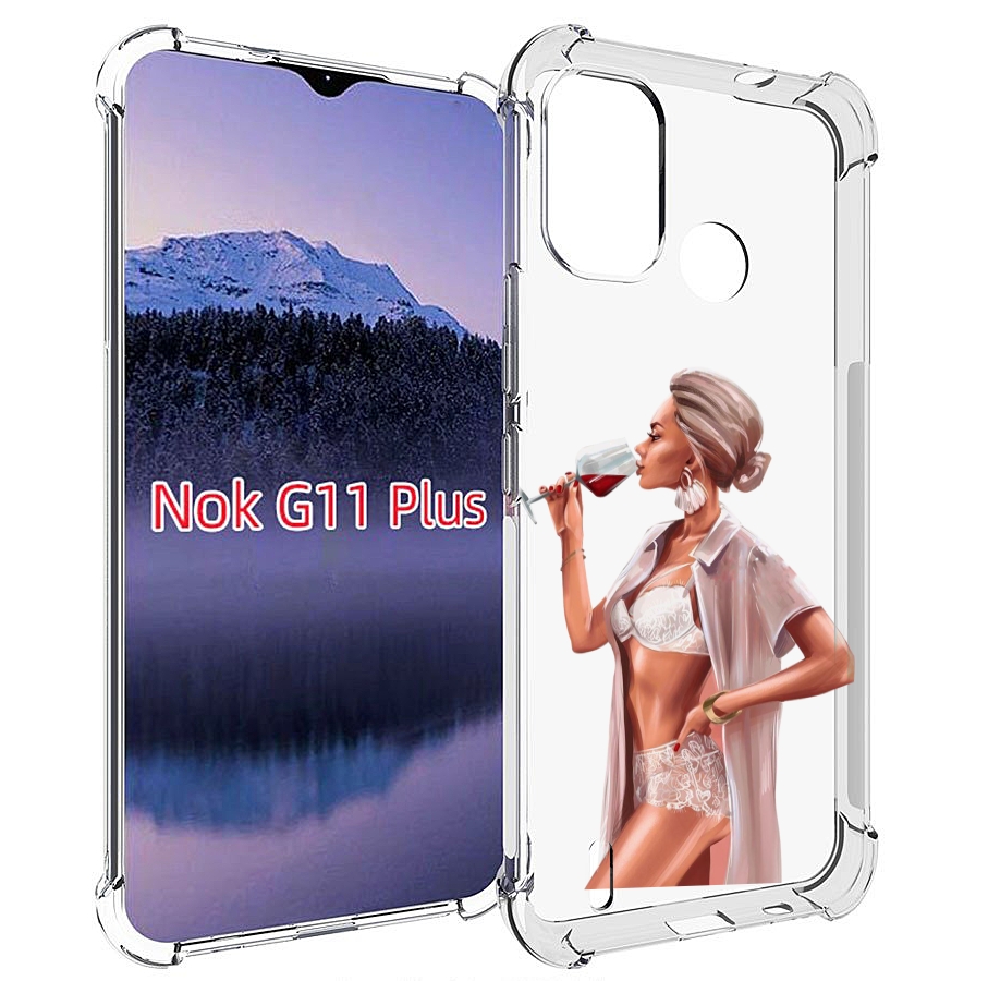 

Чехол MyPads Девушка-с-вином женский для Nokia G11 Plus, Прозрачный, Tocco