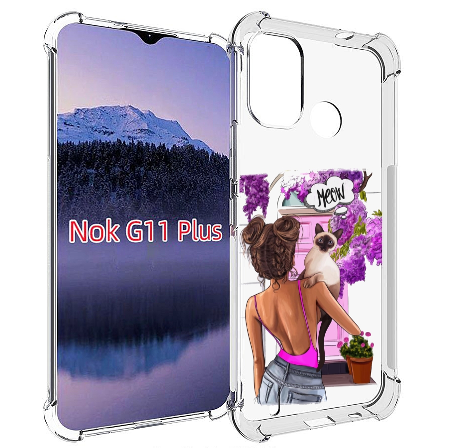

Чехол MyPads Девушка-с-котиком женский для Nokia G11 Plus, Прозрачный, Tocco