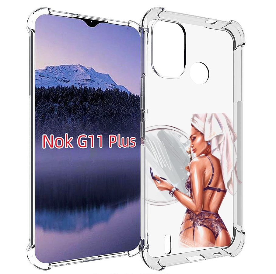 

Чехол MyPads Девушка-с-полотенцем женский для Nokia G11 Plus, Прозрачный, Tocco