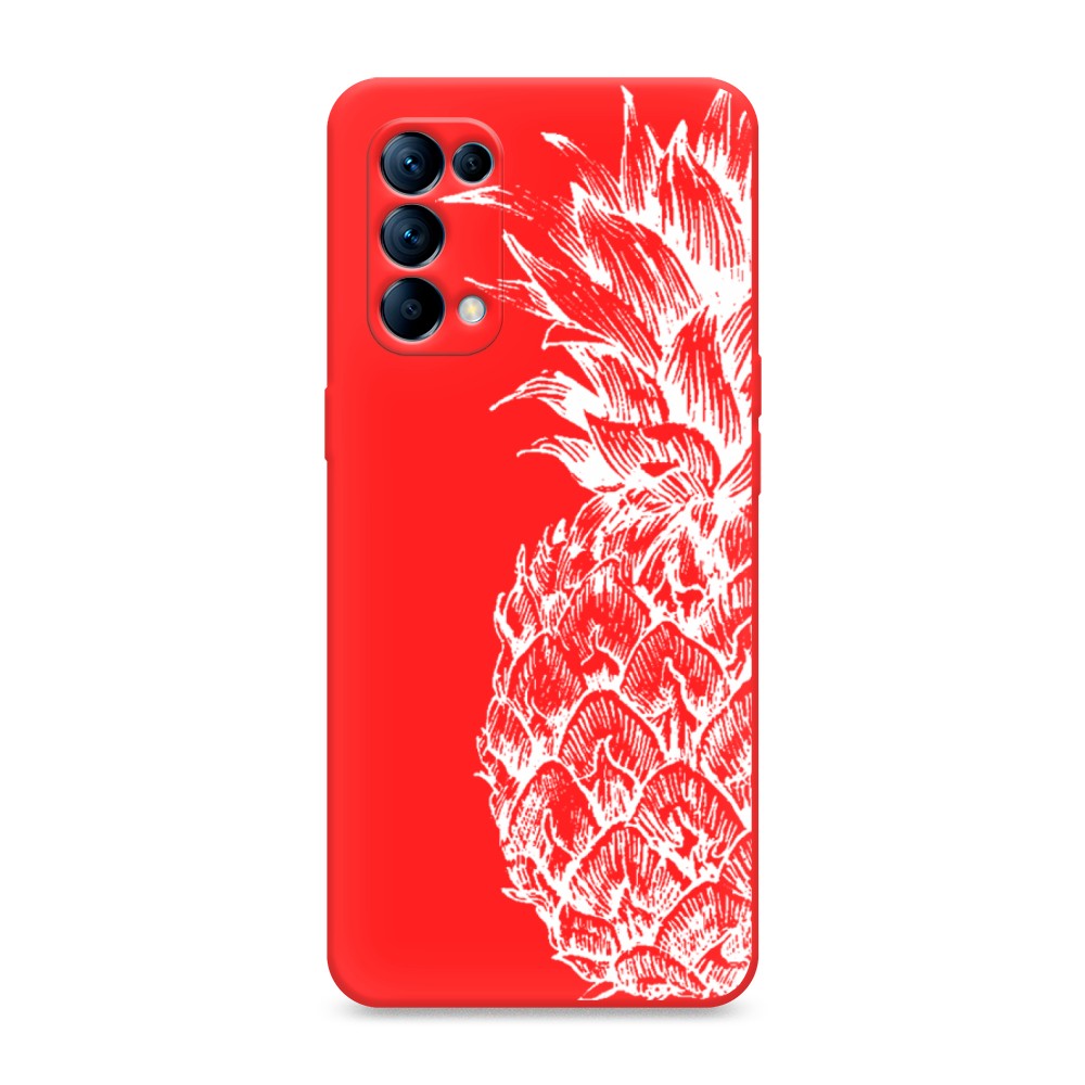 фото Матовый силиконовый чехол "ананас графика белая" на oppo reno 5 awog