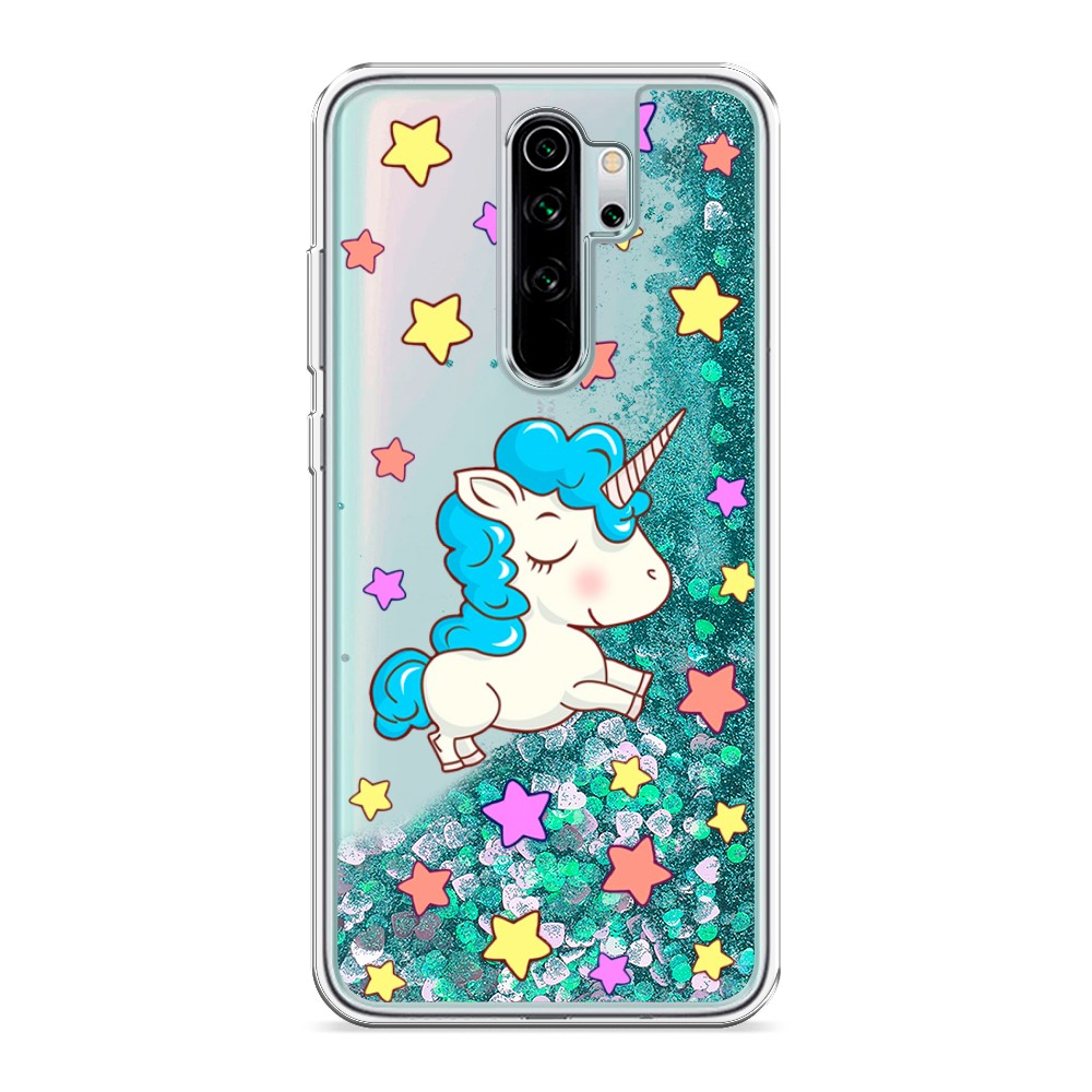 

Жидкий чехол с блестками "Звездный единорог" на Xiaomi Redmi Note 8 Pro, 36695-1