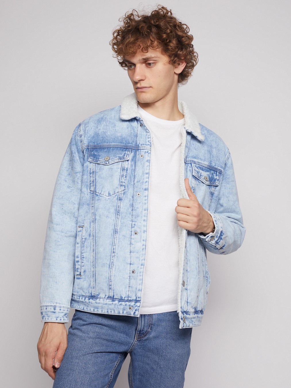 

Джинсовая куртка мужская Zolla 012335W4S014 голубая 2XL, 012335W4S014
