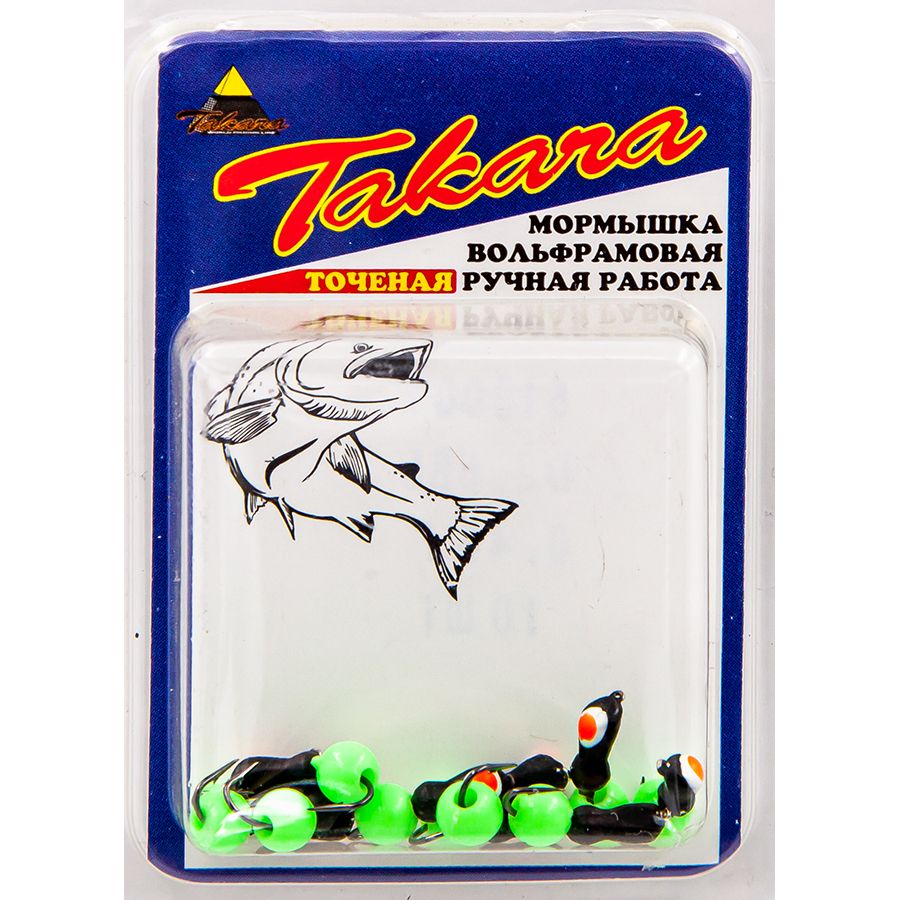 

Мормышка Takara МУРАВЕЙ D2.5 BL 0.40 гр (с глазком, зелёный флюор. шарик) 10 шт, Черный;желтый, ТКР мормышки new